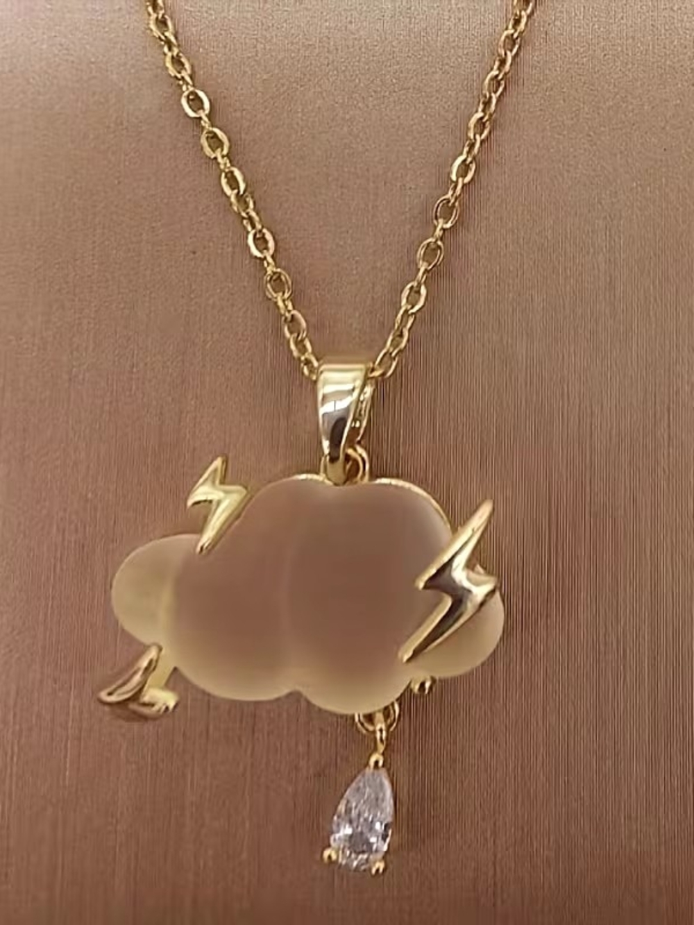 Gold Cloud Lightning Pendant Necklace - Women Jewelry
